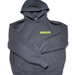 Studio Dark Gray Hoodie with Neon Green Accent